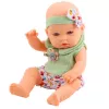 LEAN TOYS Babypuppe mit grünem Blumenkleid und Haarband mit Schleife