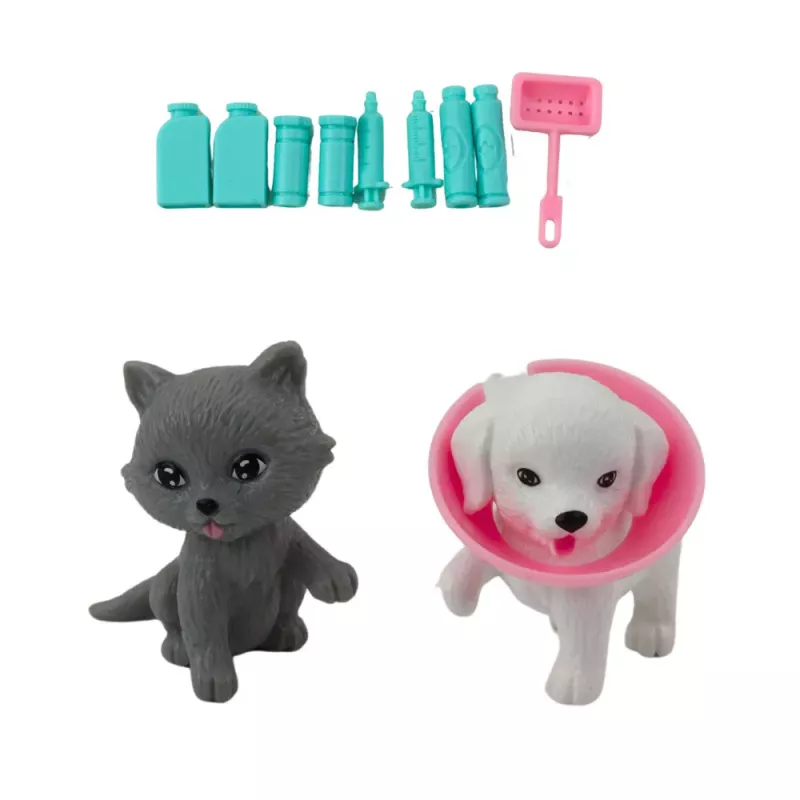 LEAN TOYS Mini Doll Tierarzt Hund Katze Behandlung Zubehör Set