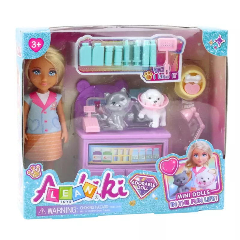 LEAN TOYS Mini Doll Tierarzt Hund Katze Behandlung Zubehör Set