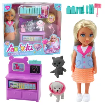 LEAN TOYS Mini Doll Tierarzt Hund Katze Behandlung Zubehör Set