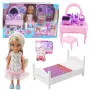 LEAN TOYS Ankiki Puppenset mit Bettchen, Frisiertisch und Zubehör