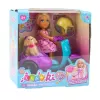 LEAN TOYS Ankiki Mini-Puppe auf Dreirad-Roller mit Hund-Set