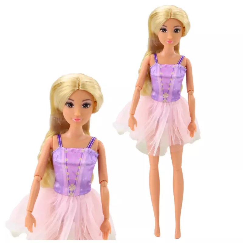 LEAN TOYS Anlily Ballerina-Puppe im Kleid mit beweglichen Gliedmaßen und Zubehör