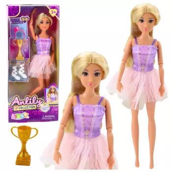 LEAN TOYS Anlily Ballerina-Puppe im Kleid mit beweglichen Gliedmaßen und Zubehör