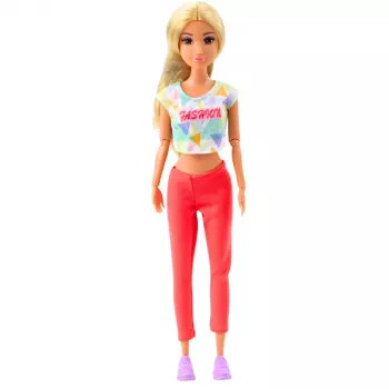 LEAN TOYS Anlily Yoga Puppe mit Yogamatte, Wasserflasche, Sporttasche, beweglichen Gliedmaßen, 29 cm, blonde Haare, blaue Augen, sportliches Outfit, für Kinder ab 3 Jahren