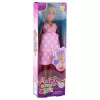 LEAN TOYS Anlily Schwangere Puppe Hellrosa Polka-Dot-Kleid Lange Haare