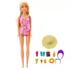LEAN TOYS Anlily Puppen-Set am Strand mit Pool, Palme, Getränkestand und Zubehör