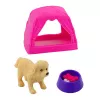 LEAN TOYS Mini-Puppen-Set mit Hund, Zelt und Zubehör