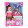 LEAN TOYS Mini Puppen-Set mit zwei Welpen, Bett, Schüssel, Flasche
