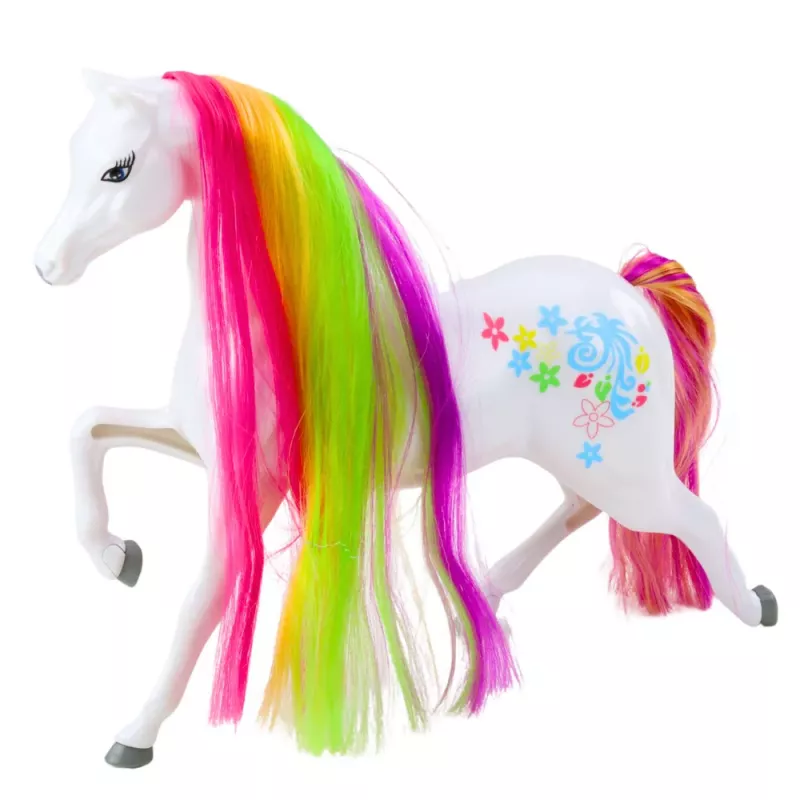 LEAN TOYS Figurine Large Fairytale Horse Rainbow Mane Colorful Decorations White