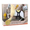 LEAN TOYS Pferd mit langer Mähne Sattel Becher Bürste Zubehör Weiß