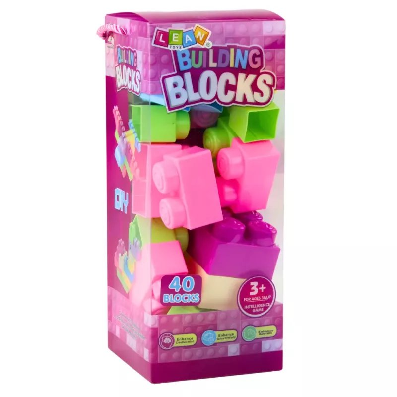 LEAN TOYS Blocks In Box Large Construction Set Colorful 40pcs