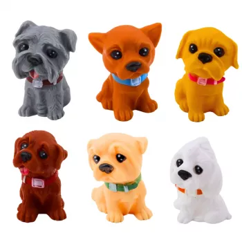 LEAN TOYS Figuren-Set Süße Hunde Welpen Gummi 8cm 6 Stück