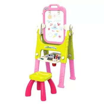LEAN TOYS 5in1 Lernbrett mit Stuhl Multifunktionale Accessoires Pink