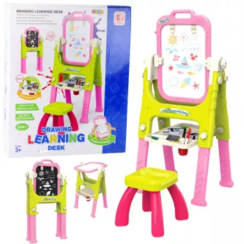 LEAN TOYS 5in1 Lernbrett mit Stuhl Multifunktionale Accessoires Pink