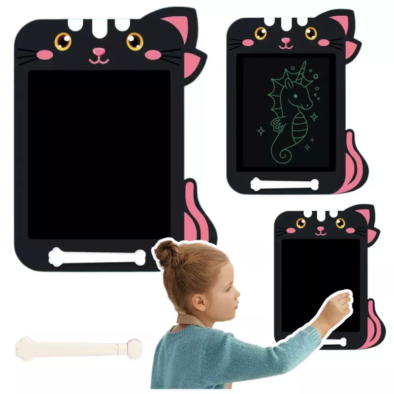 LEAN TOYS Marker Drawing Board Writing LCD Stylus Cat Black