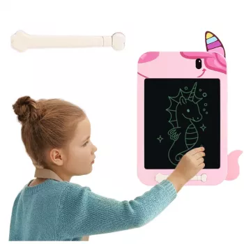 LEAN TOYS Marker Drawing Board Writing LCD Stylus Unicorn Pink 8.5 Inch