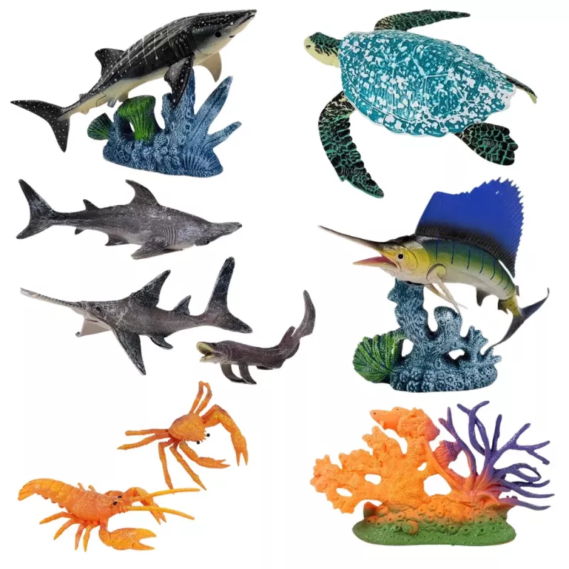 LEAN TOYS Figuren-Set Meerestiere mit beweglichen Elementen Schildkröte
