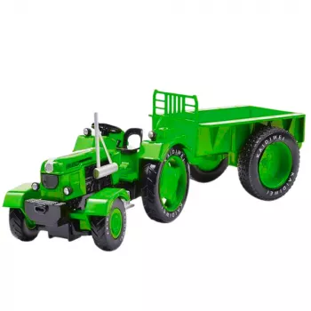 LEAN TOYS Metall-Traktor mit Anhänger Grün 1:18