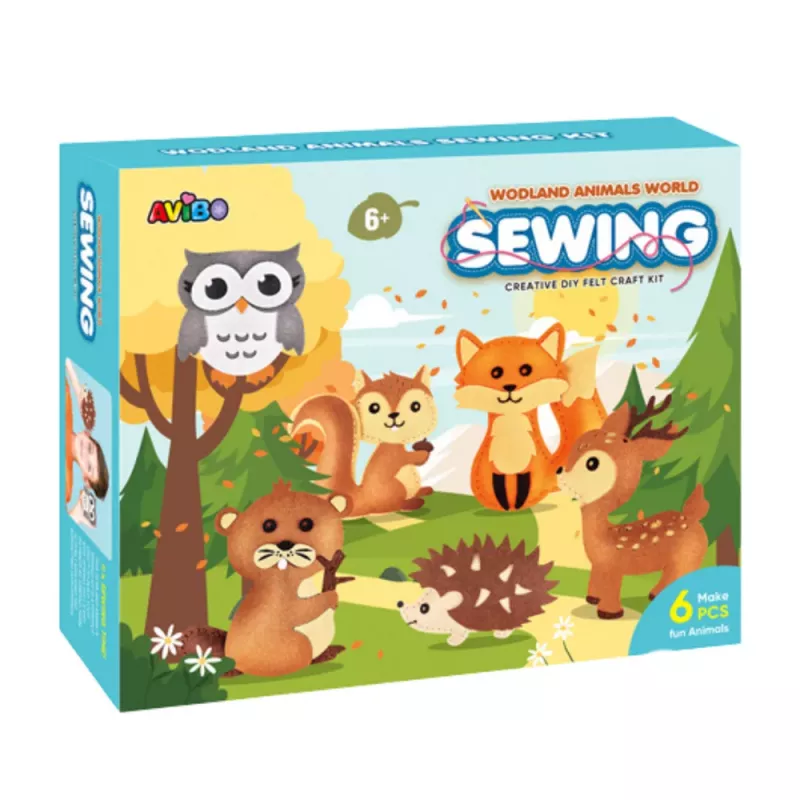 LEAN TOYS Kreativset Stickerei Filz Waldtiere 6 Stück