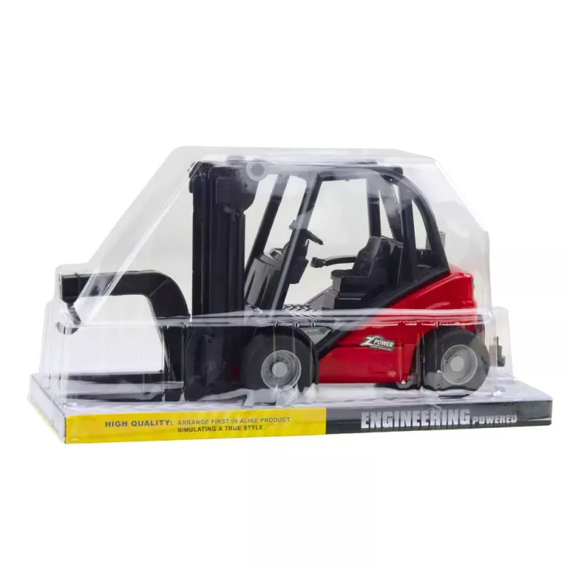 LEAN TOYS Gabelstapler Baustellenfahrzeug mit beweglichen Gabeln Rot