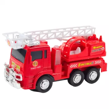 LEAN TOYS Feuerwehrauto mit ausziehbarer Leiter, Licht und Sound