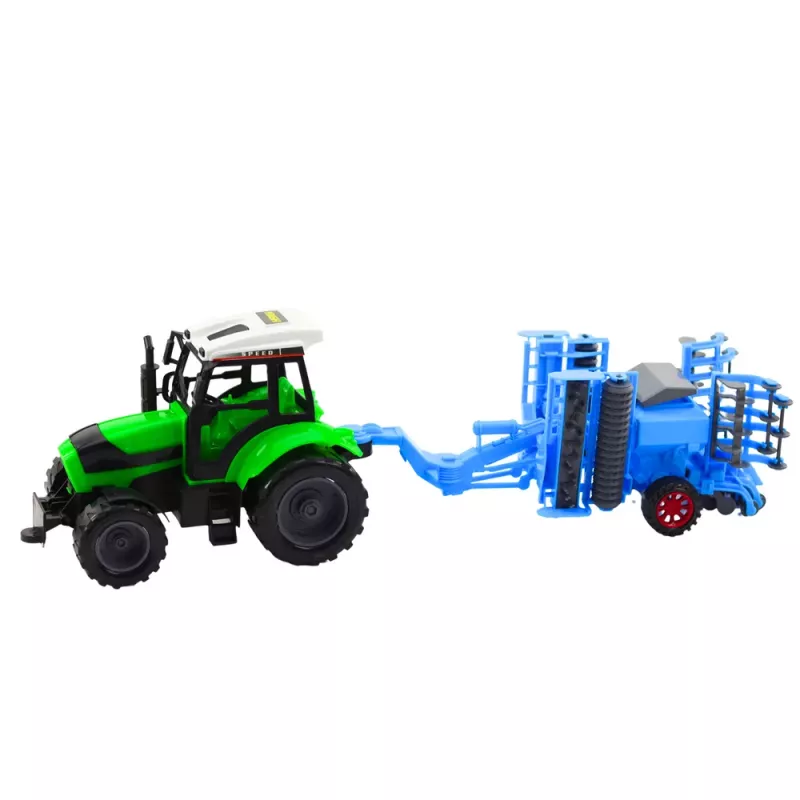 LEAN TOYS Großer Landwirtschaftstraktor-Set mit beweglicher Scheibenegge