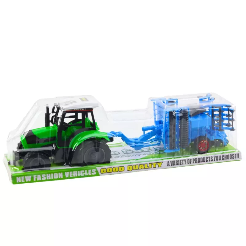 LEAN TOYS Großer Landwirtschaftstraktor-Set mit beweglicher Scheibenegge