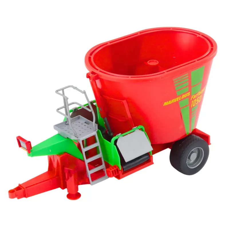 LEAN TOYS Landwirtschaftlicher Traktor mit Anhänger und Futtermischer Rot 60cm