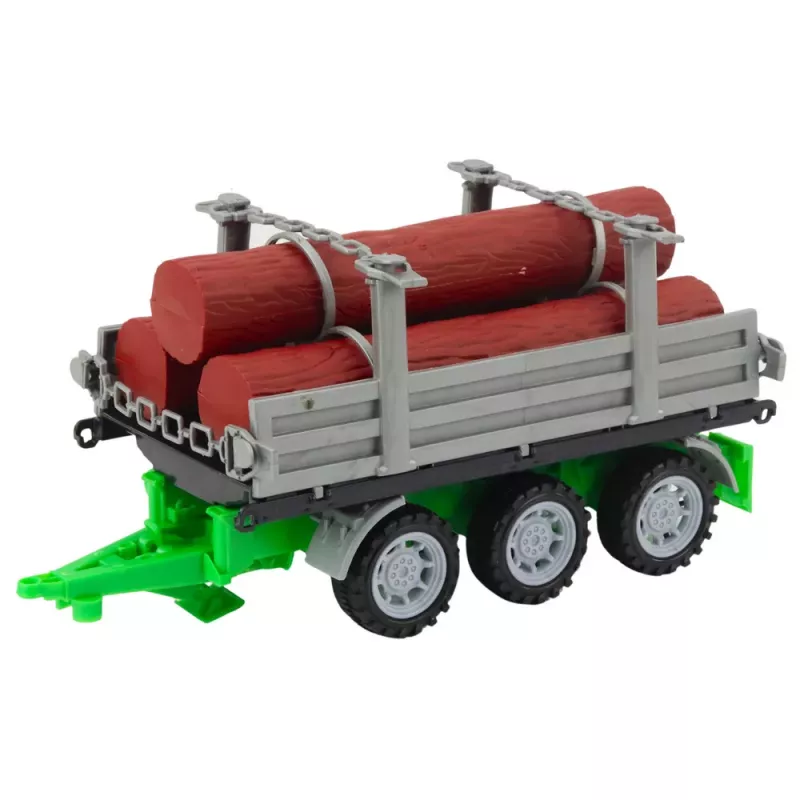 LEAN TOYS Grüner landwirtschaftlicher Traktor mit Anhänger für Baumstämme 47cm