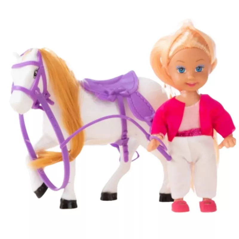 LEAN TOYS Mini-Puppen-Set mit Reitkostüm und Sattel