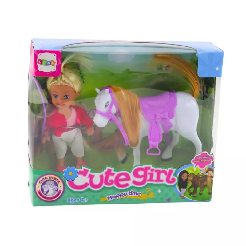 LEAN TOYS Mini-Puppen-Set mit Reitkostüm und Sattel