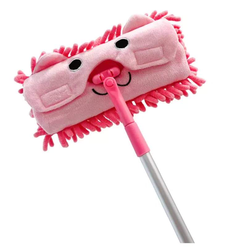 LEAN TOYS Kinderwischer mit Teleskopstiel Animal Pink