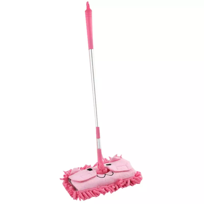 LEAN TOYS Kinderwischer mit Teleskopstiel Animal Pink