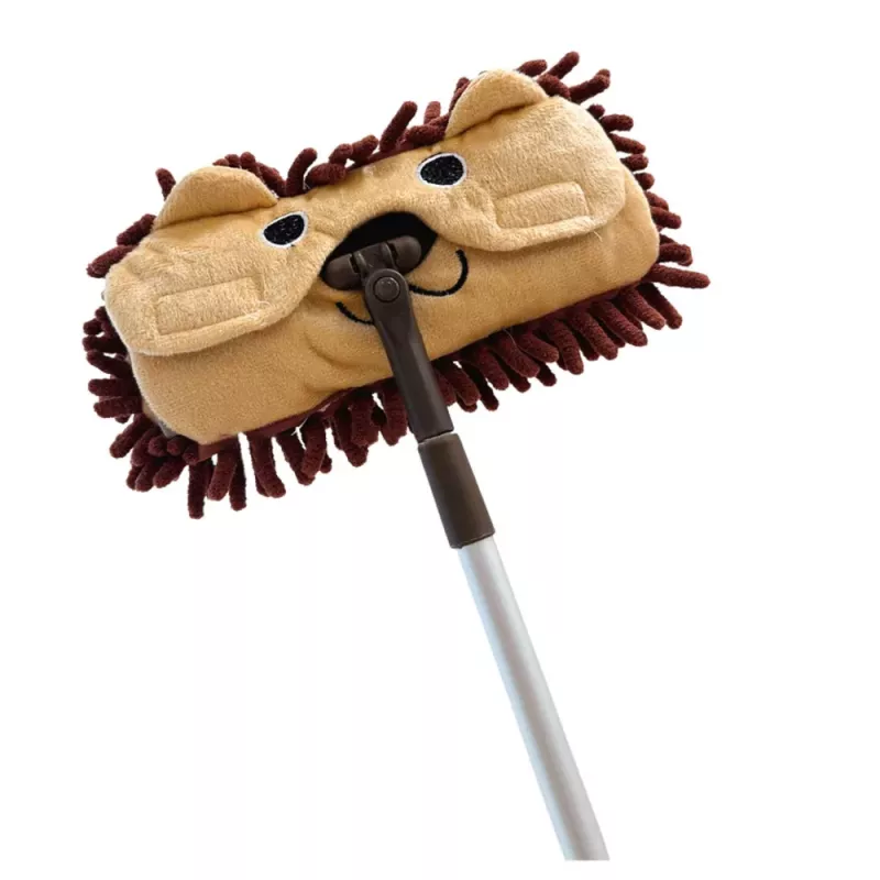 LEAN TOYS Kinderwischer mit Teleskopstiel Animal Braun