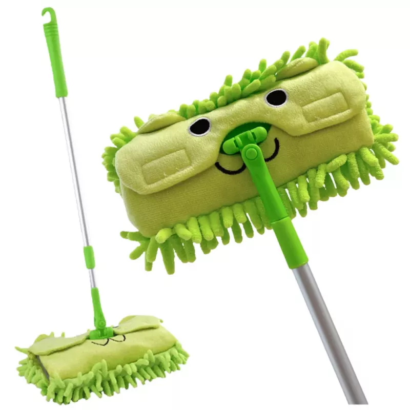 LEAN TOYS Kinderwischer mit Teleskopstiel Animal Green