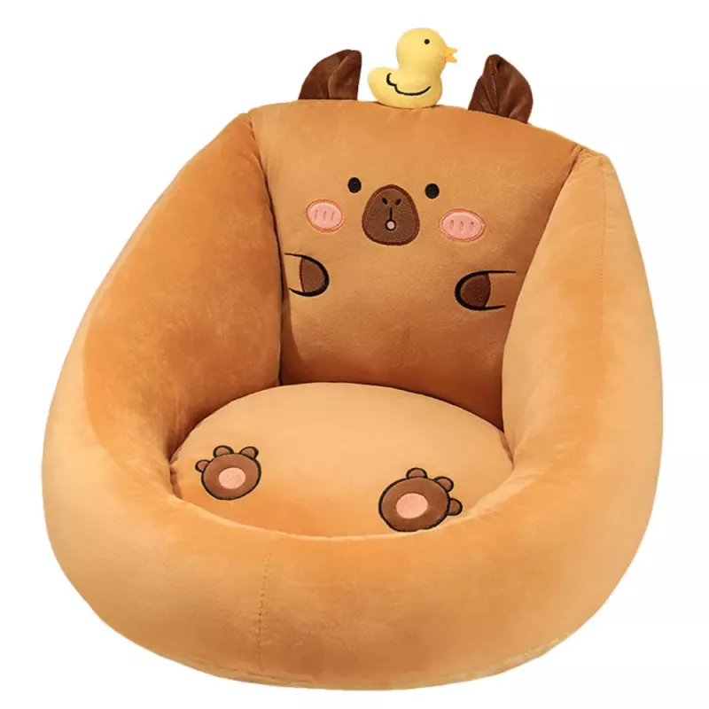 LEAN TOYS Plüschsessel für Kinder Capybara mit Ente Braun 50x45cm