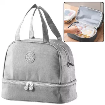 LEAN Thermische Isolier-Frühstückstasche mit verstellbarem Gürtel Silber 27cm