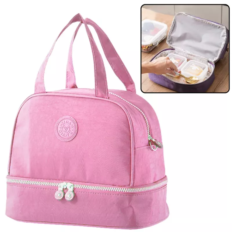 LEAN Thermische Isolier-Frühstückstasche mit verstellbarem Gurt Pink 27cm