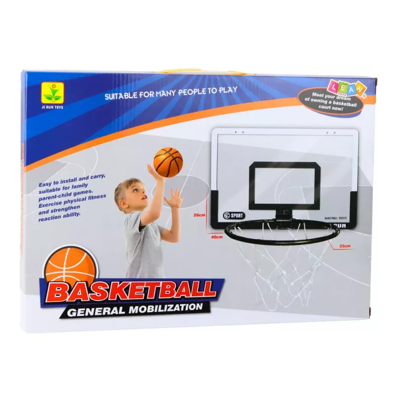 LEAN TOYS Basketball Set mit Rückwand, Schutz, Korb, Ball und Pumpe