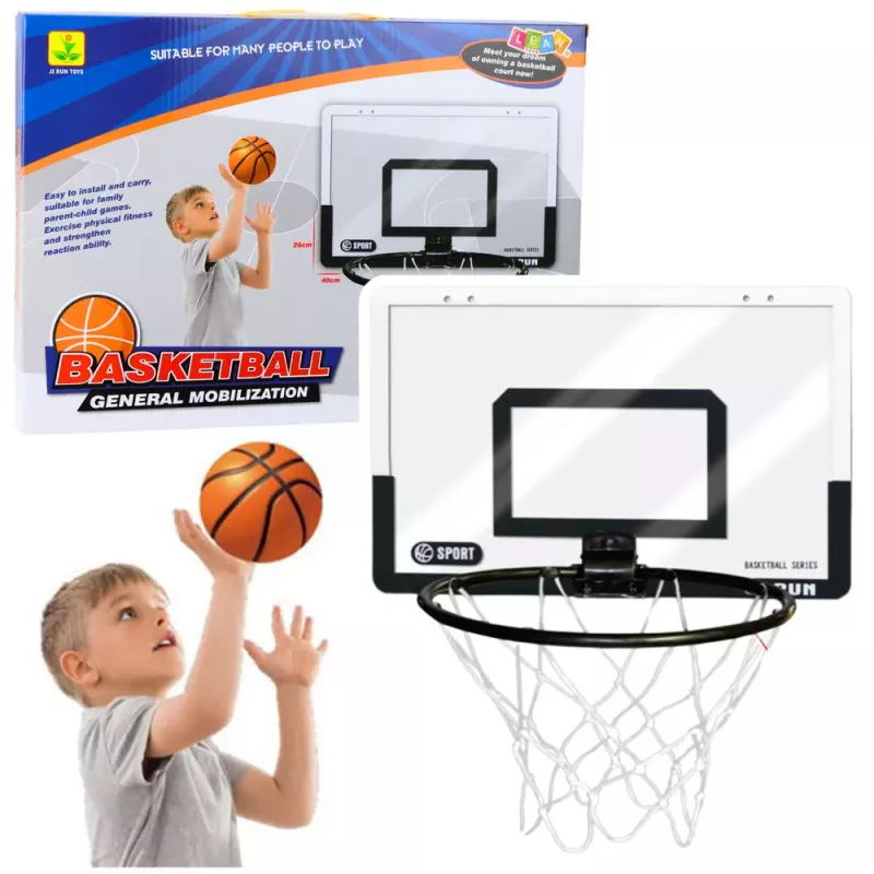 LEAN TOYS Basketball Set mit Rückwand, Schutz, Korb, Ball und Pumpe