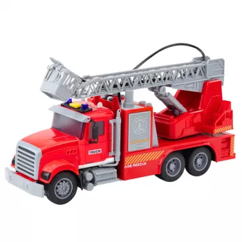 LEAN TOYS Feuerwehrauto mit Leiter, Wasser, Lichtern und Geräuschen