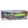 LEAN TOYS Traktor mit Anhänger, Reibungsantrieb, öffnende Motorhaube, Türen, Grün