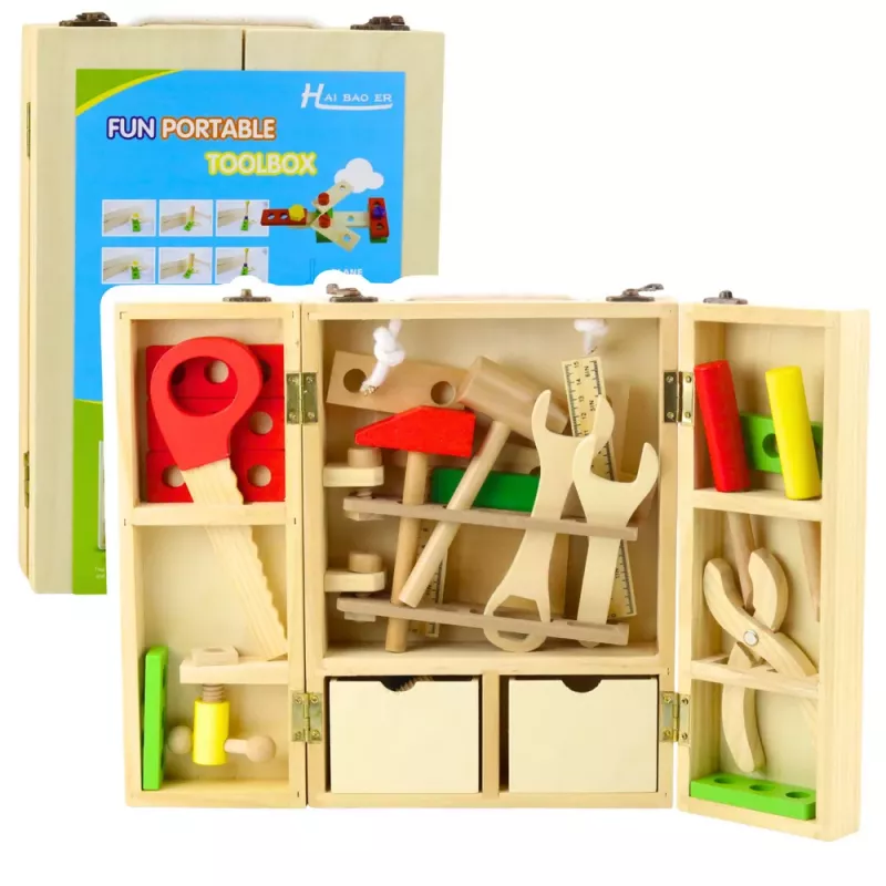 LEAN TOYS Little Handyman's Set Wooden Tool Box 35 pcs.