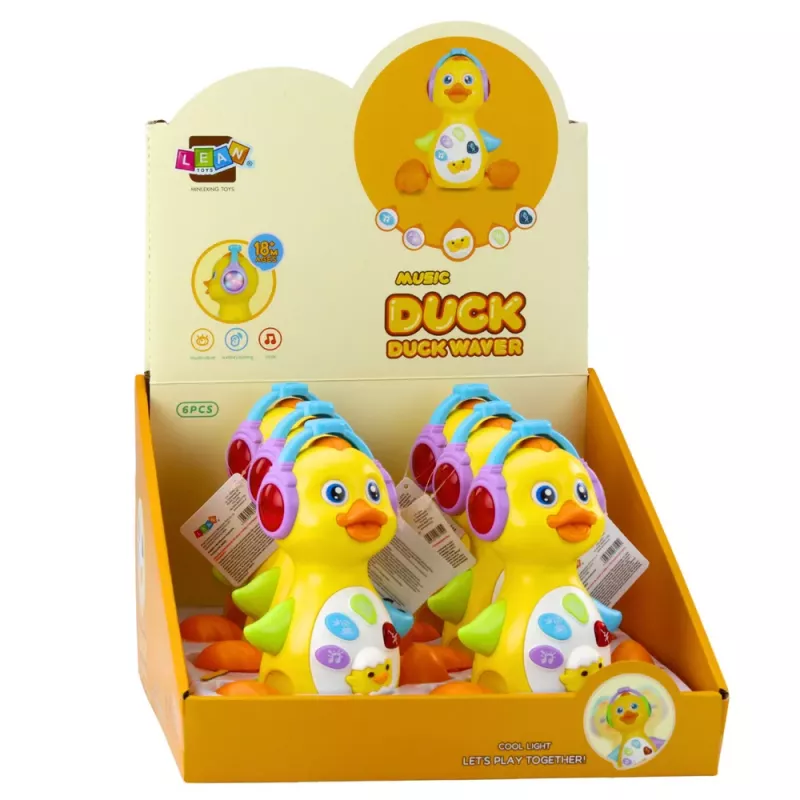 LEAN TOYS Interaktive Musikente für Kleinkinder, bewegt sich, leuchtet, gelb