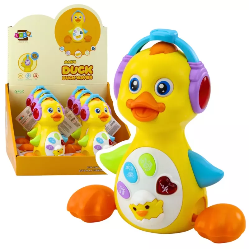 LEAN TOYS Interaktive Musikente für Kleinkinder, bewegt sich, leuchtet, gelb
