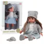 LEAN TOYS Babypuppe in blauem Kleid, Hut, Pullover, Handschuhen - 36,5 cm