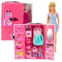 LEAN TOYS Puppe mit Kleiderschrank-Zubehör, rosa Kleider, Mode-Anziehpuppen-Set