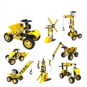 LEAN TOYS Bausteine-Set Baumaschinen 8in1 100 Teile