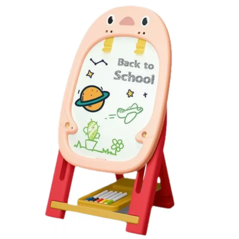 LEAN TOYS Doppelseitiges Magnetbrett Pinguin-Spiel Set Zubehör 56-teilig Pink